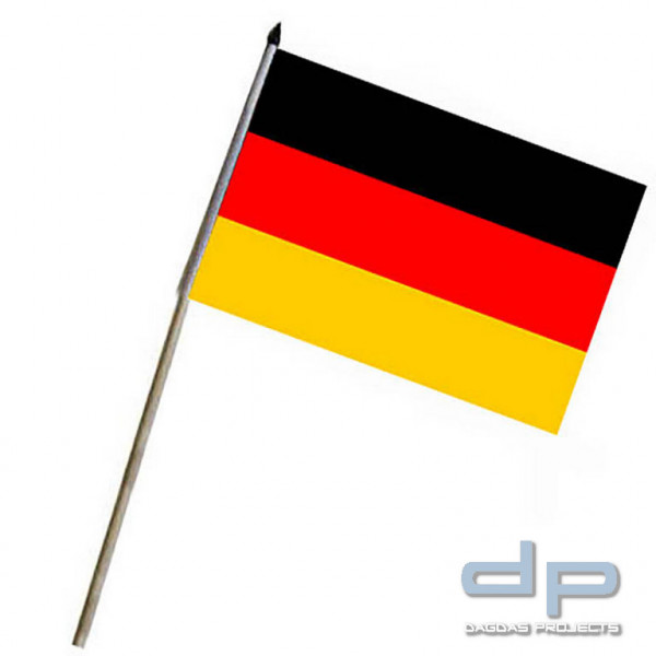 12er Sparpack Deutschland Fahne Flagge mit Stab 21 x 14 cm - für