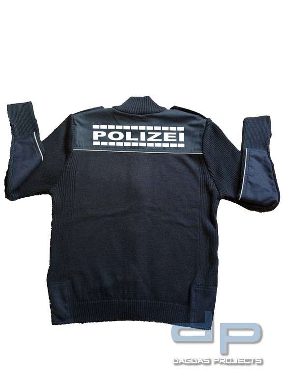 Polizei Strickjacke mit Reflexaufdruck POLIZEI umrandete Schrift