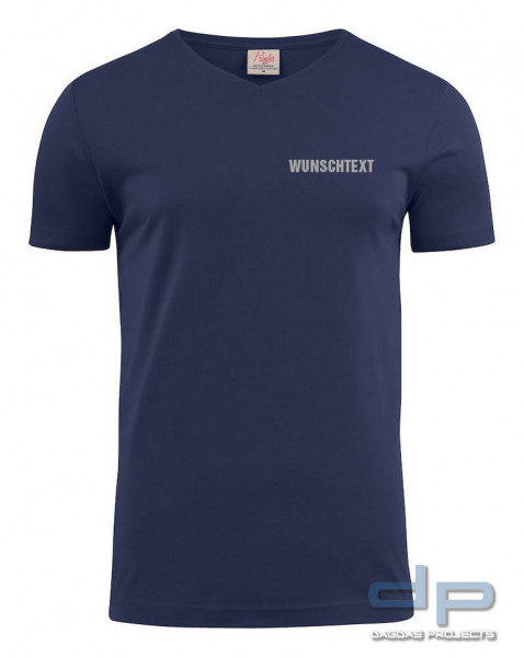 Heavy V-neck Herren mit Wunschaufdruck Farbe: Navy, Größe XXL